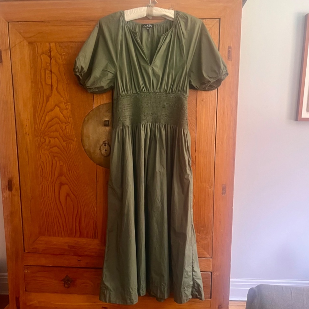 J. Crew Provence Smocked Poplin Midi Dress - Medium - Picture 3 of 8